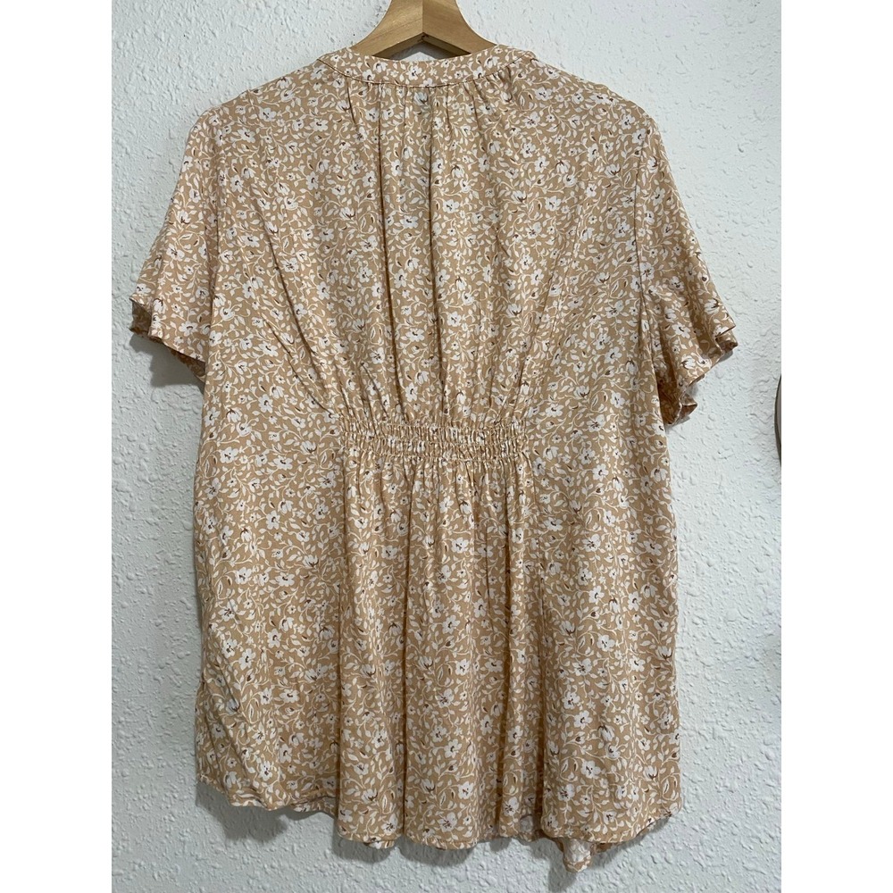 Torrid Rayon Slub Flutter Sleeve Top Vines Ditsy Floral Ginger Root Tan 0 L 12 - Picture 5 of 5